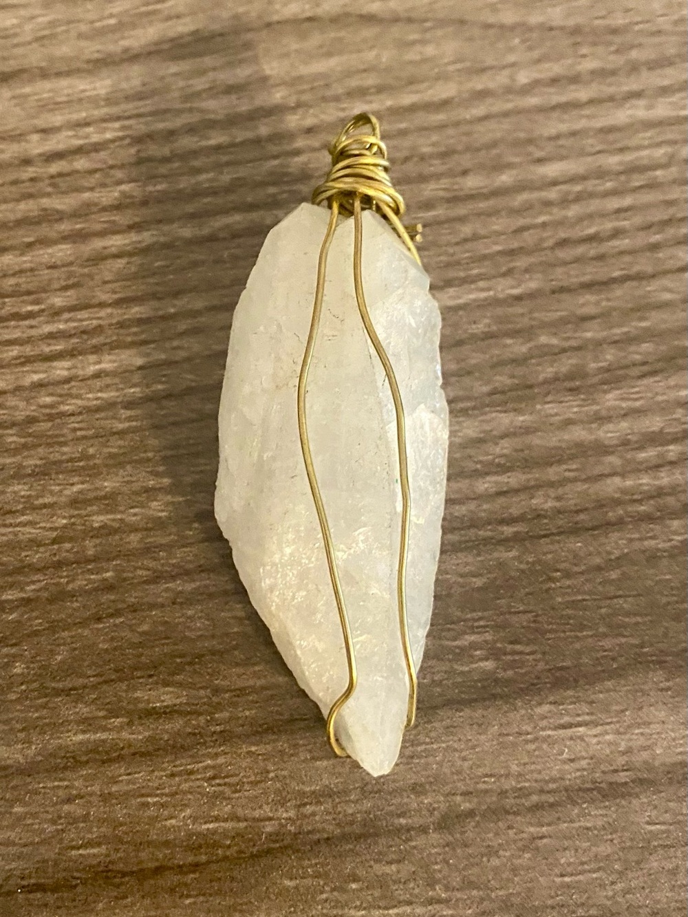Gold-Wrapped White Crystal Pendant Necklace - Women Jewelry